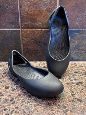 Crocs Mary Jane Shoes Black Women's 7 Slip On Comfort Casual